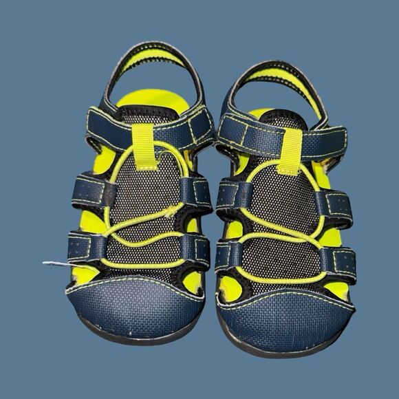 SEE KAI RUN Toddler Spencer Closed Toe Sandal In Navy/ Lime Size 11 - Picture 2 of 7